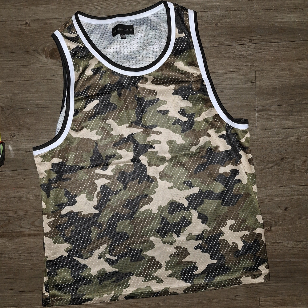 No Boundaries Green Camouflage Tank Top